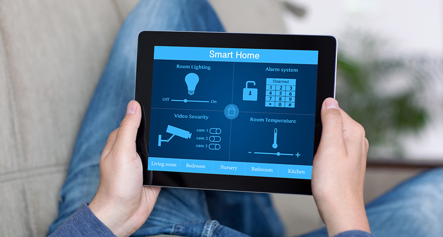 The ability to access and control security components from a mobile device is one of the top smart home trends in Flint. Close-up of smart home security app.